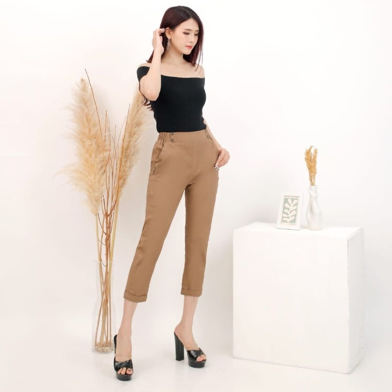 ANKLE PANTS CELANA 7/9 WANITA SLIMFIT KATUN STRETCH