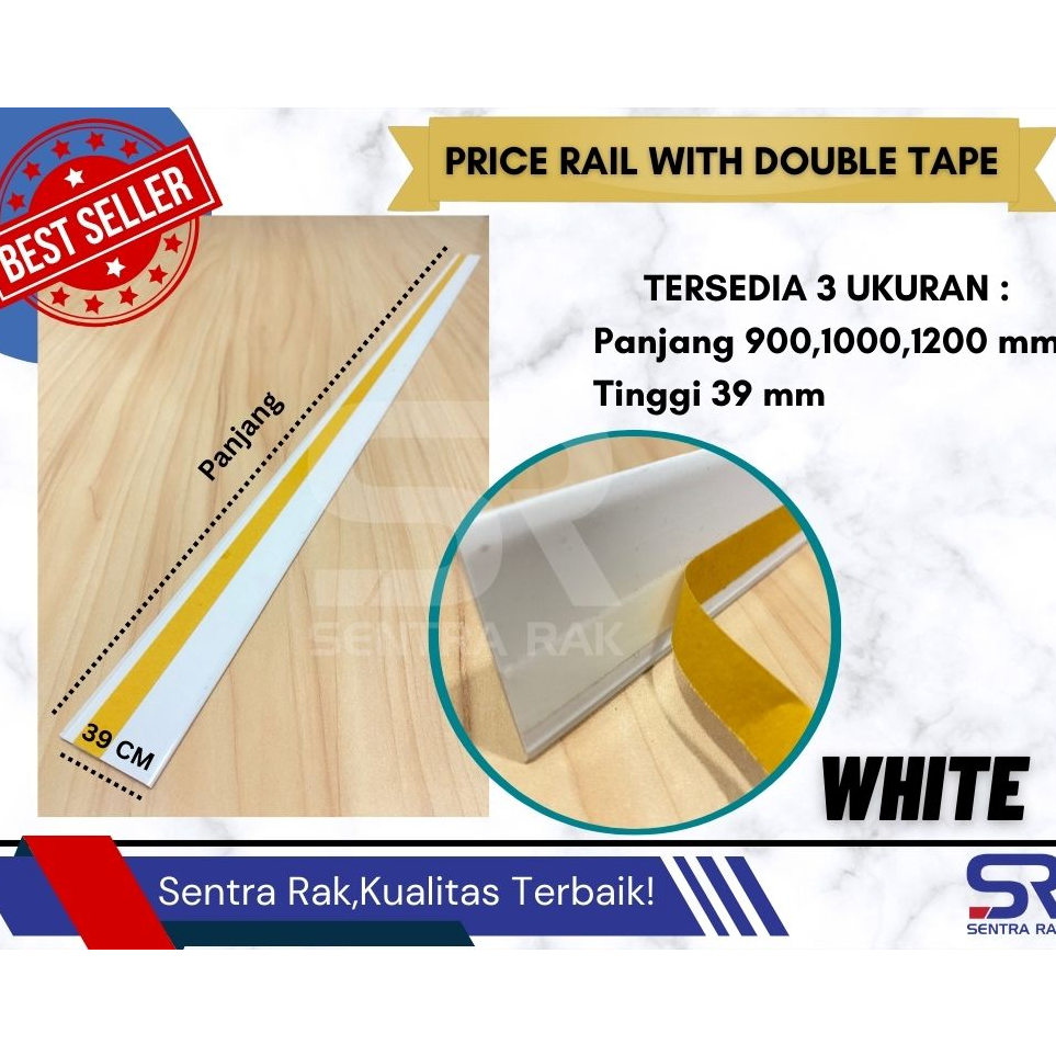 

#Sale Price Rail / Lis Harga / Price Card Double Tape- Uk 120 cm Putih Susu