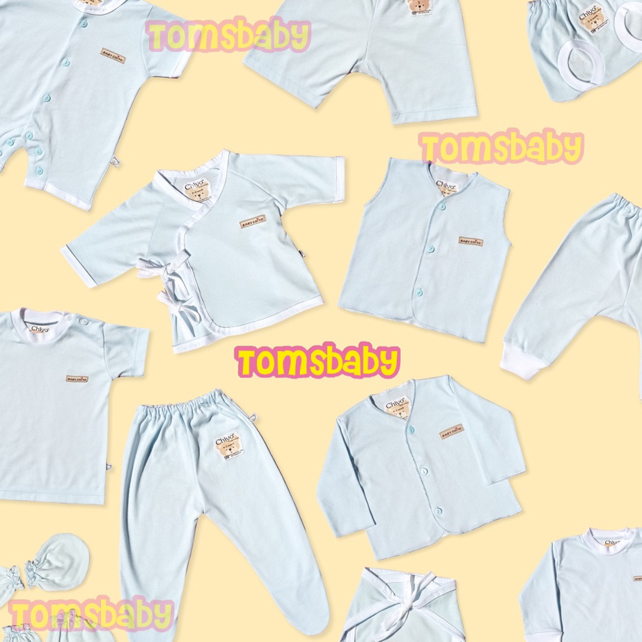 Best Product [BIRU 0-3bln] CHIYO BABY 1pcs Baju Kimono Celana Jumper Romper STK Topi Popok Tali Bayi