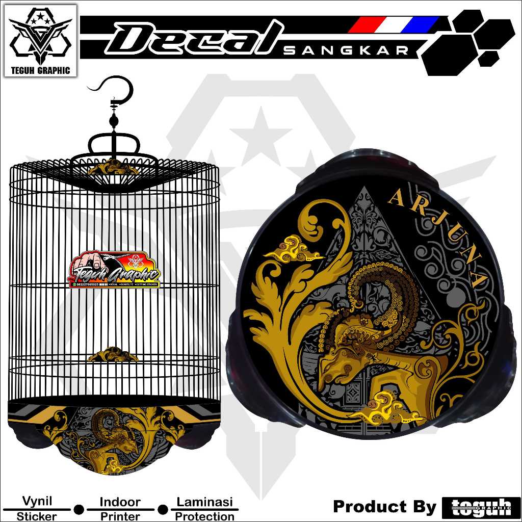Stiker Sangkar Murai Motif Arjuna Decal Sangkar Murai Batu Custom