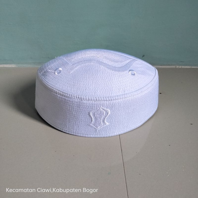 SALE PECI KOPEAH BORDIR LOGO TEROMPAH ANAK DAN DEWASA/PECI TEROMPAH MALAYSIA/PECI HAJI PUTIH