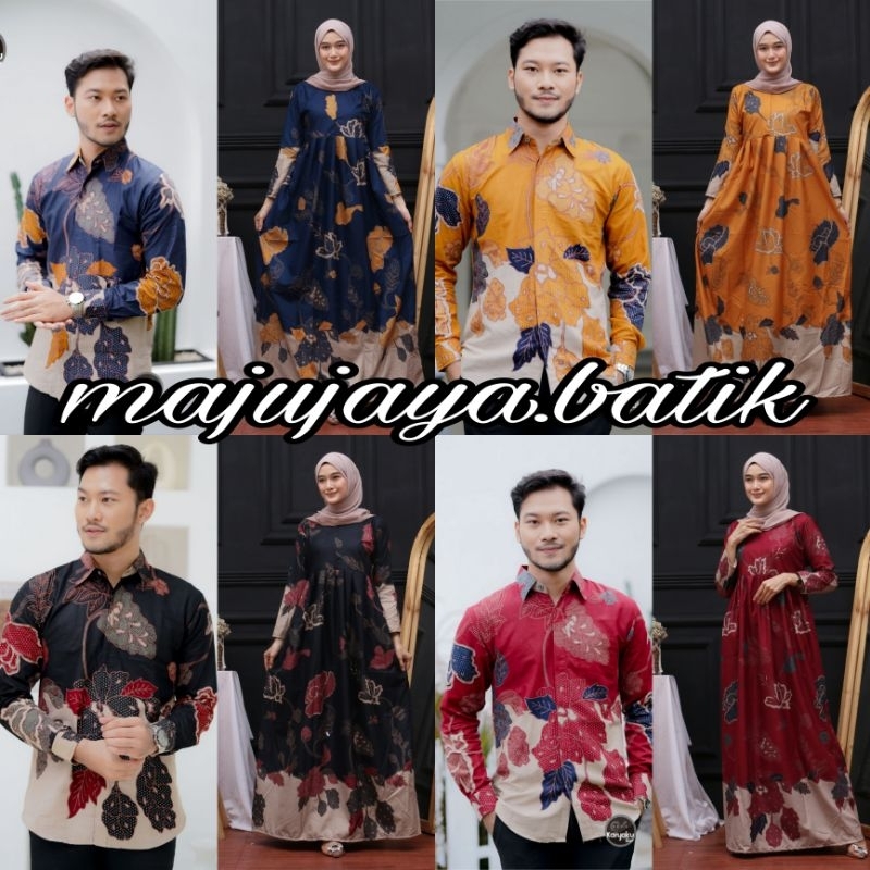 Harga Pisah - Batik Couple - Baju Batik Couple Kemeja Panjang Gamis Maxi Busui Friendly Tali Samping