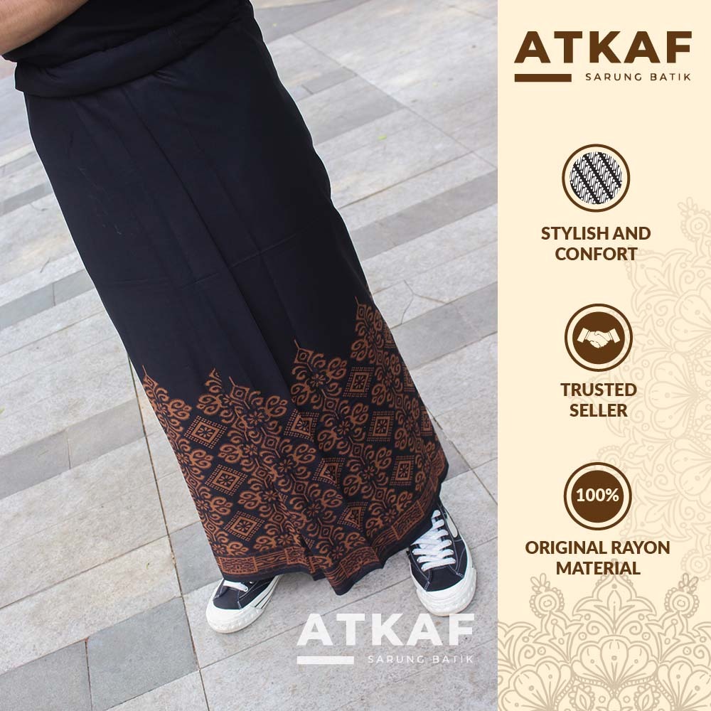 Sarung Batik Sarwon Hitam | Sarung Batik Motif Palekat | Sarung Batik Pria Dewasa Bahan Adem Tebal