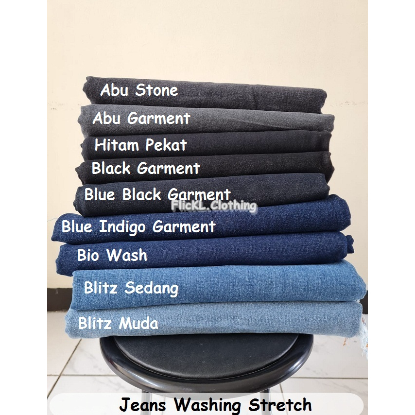 Serbuu7d7Cr Bahan Kain Jeans Wash Stretch Denim Washing Cucian Jeans Washing Melar Potongan 1.25 Met