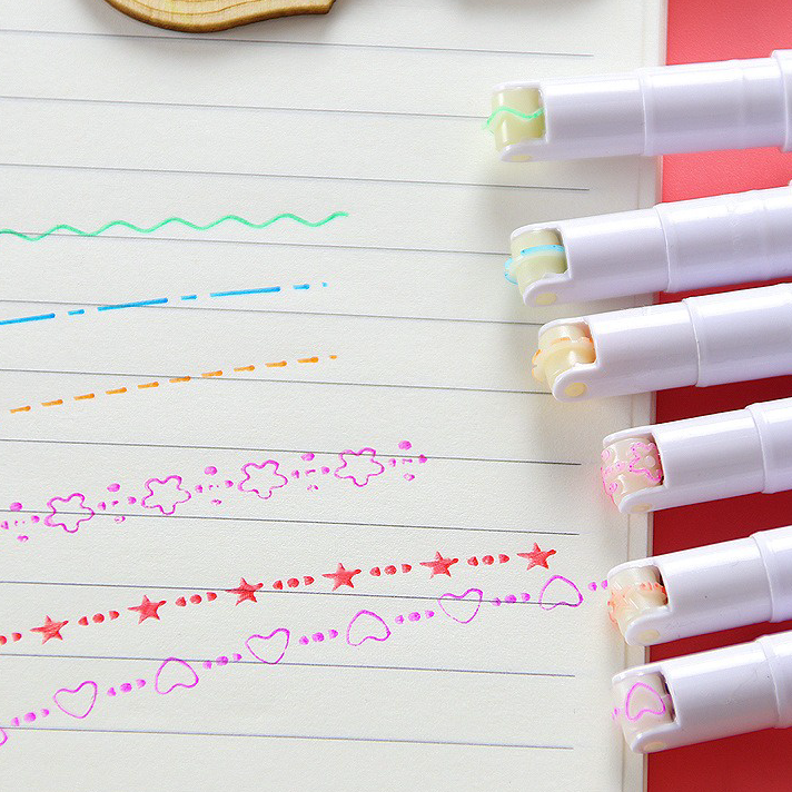 

Ready Gannise 6pcs Color Liner Pensil Pen Pena Garis Rol Warna Bermotif GN-ST0115