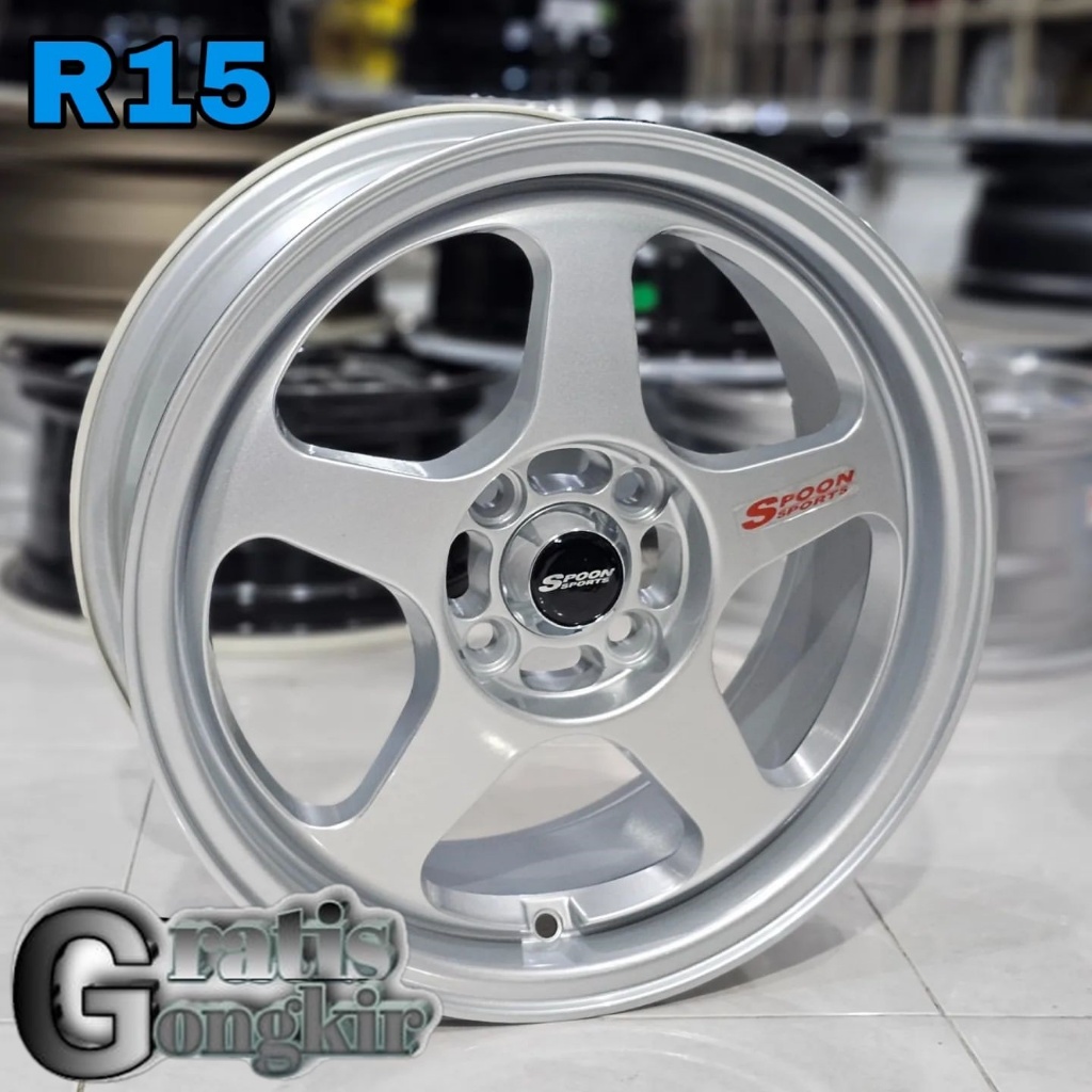velg SPOON r15 velg mobil ring 15 pcd 4x100 tuk brio agya,jazz,yaris,mobilio,swift dll