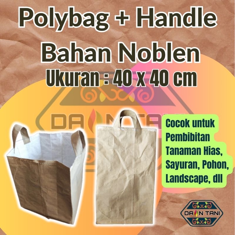 Polibag / Polibek / Polybag dengan Handle (Pegangan) dari Bahan Karung Noblen 40 x 40 cm