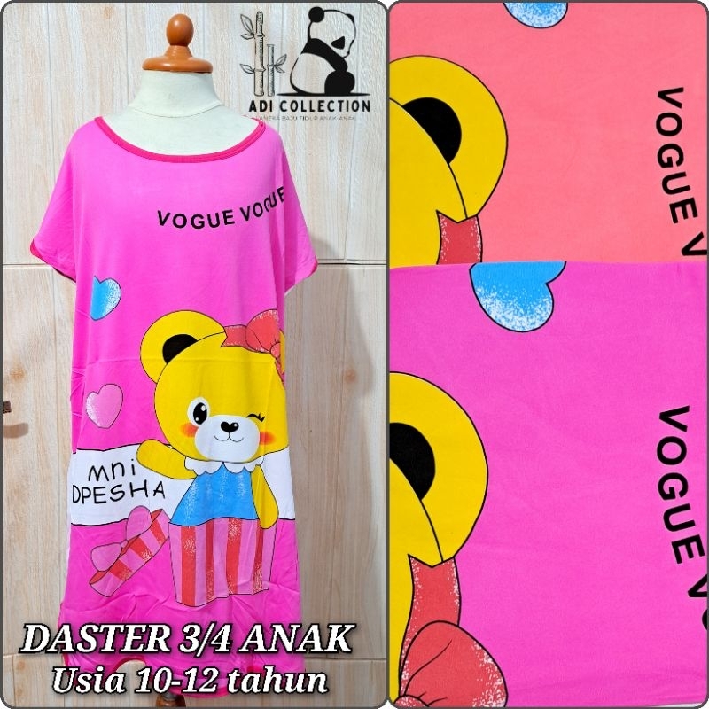 DASTER ANAK IMPORT / DRESS ANAK PEREMPUAN USIA 10 - 12 TAHUN / BAHAN SPANDEK / MOTIF LUCU HELLOKITY