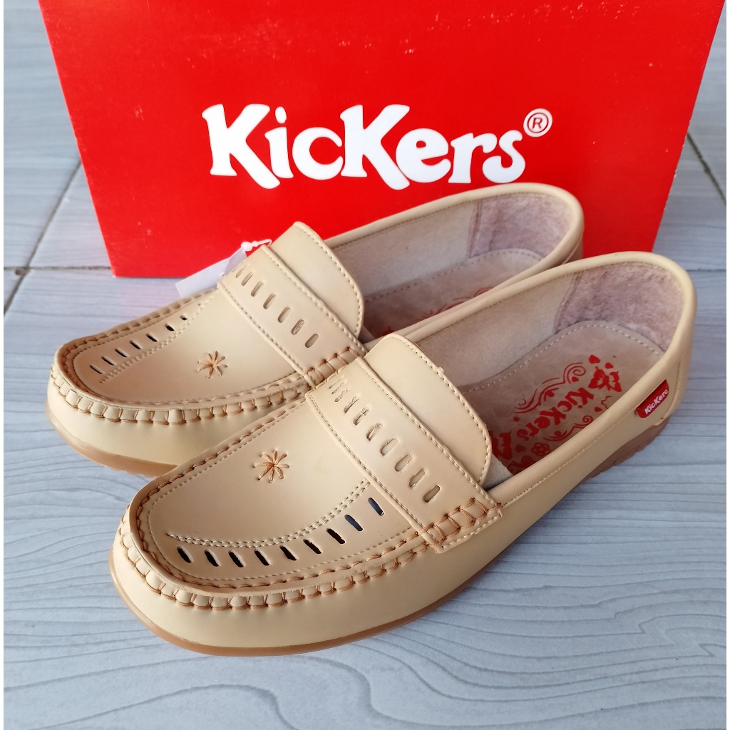 sepatu kickers pantofel selop slip on kasual formal flat cewek wanita sekolah kerja aktifitas harian