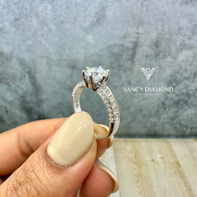 CINCIN EMAS 18K (WHITE GOLD) BERLIAN MOISSANITE 1.00 CARAT