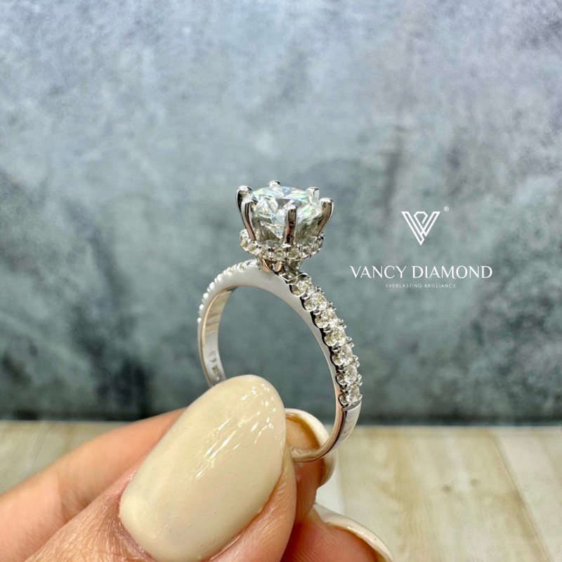 CINCIN EMAS 18K (WHITE GOLD) BERLIAN MOISSANITE 1.00 CARAT