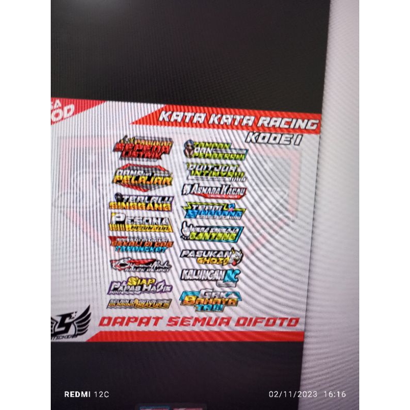 Stiker Pack Kata2 racing terbaru