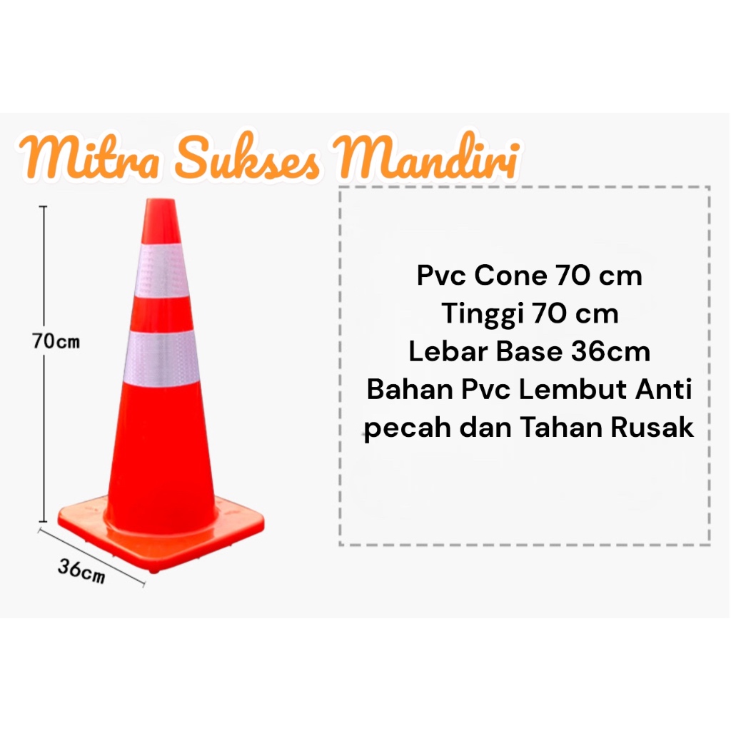 Traffic Cone PVC 70 Cm /Pvc cone Kerucut Safety