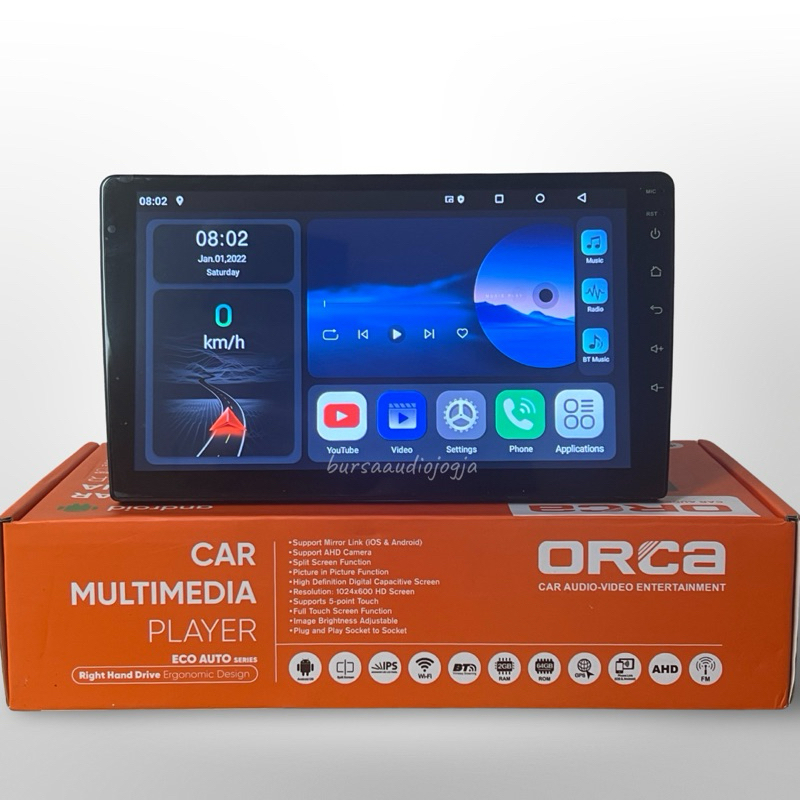 Head Unit Android 9 Inch dan 10 Inch ORCA ECO Auto Series ADR-9988 Ram 2/64GB