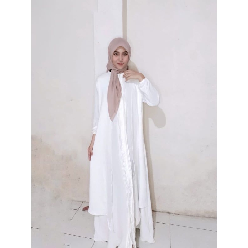 Dress Putih Polos Rempel crincle Airflow