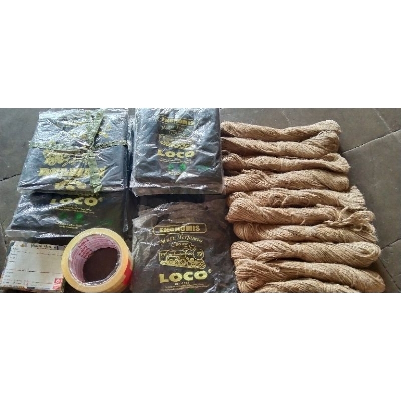 

Perlengkapan Packing Tali Rami Goni Lakban Kresek Plastik Hitam Sticker Label Pengiriman