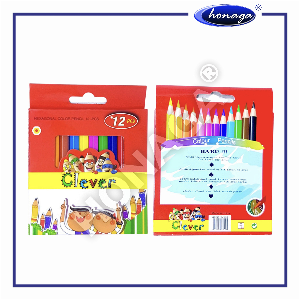 

Pensil 12 Warna Clever Star Pendek 12w Short Hexagonal Colour Pencil