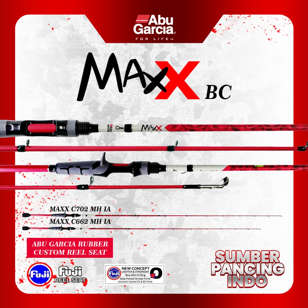 ABU GARCIA Joran Pancing Baitcasting MAX X 198cm - 210cm Hi-Carbon Blank Sambung 2 Middle Joint Fuji