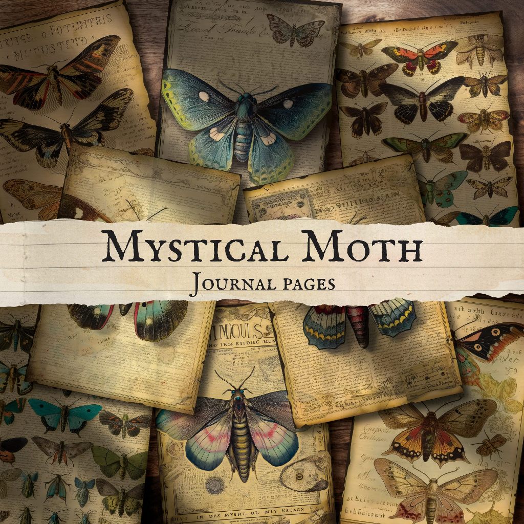 

MYSTICAL MOTH - JOURNAL PAPER - WALL DECOR - DECOR PAPER VINTAGE