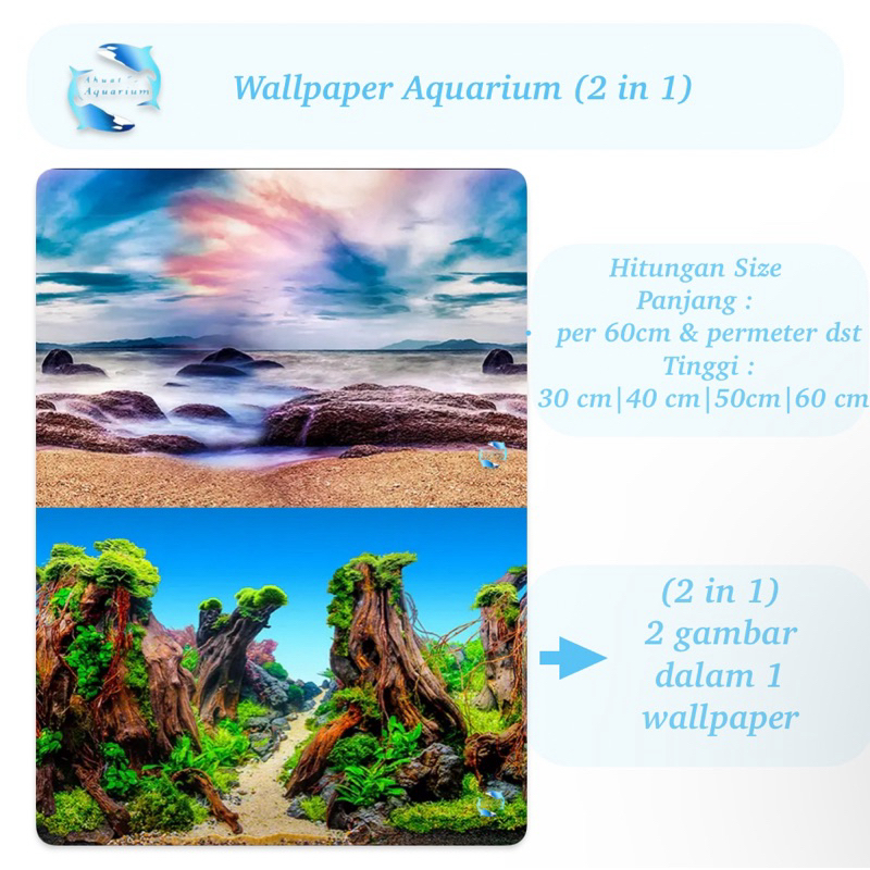 WALLPAPER AQUARIUM SEA DISCOVERY UKURAN 30CM 40CM BACKGROUND AQUARIUM 3D