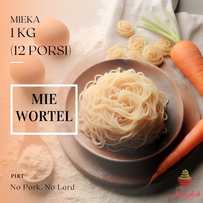 

HALAL (1KG) Mie basah Telor Sayur Wortel Basah FRESH 1kg cap MIEKA by Siska