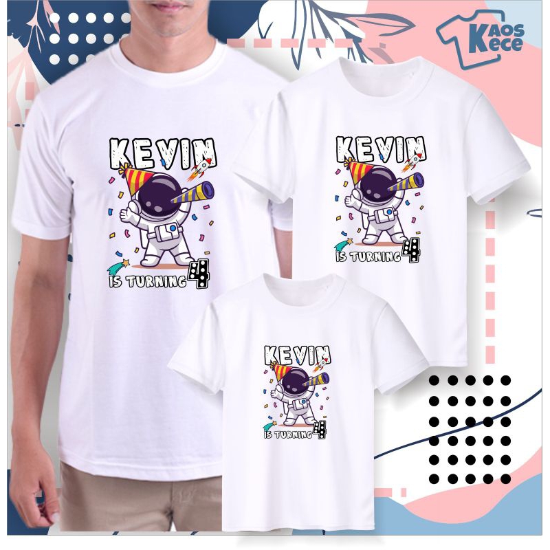Kaos Ultah couple family baju ulang tahun anak motif astronot custom