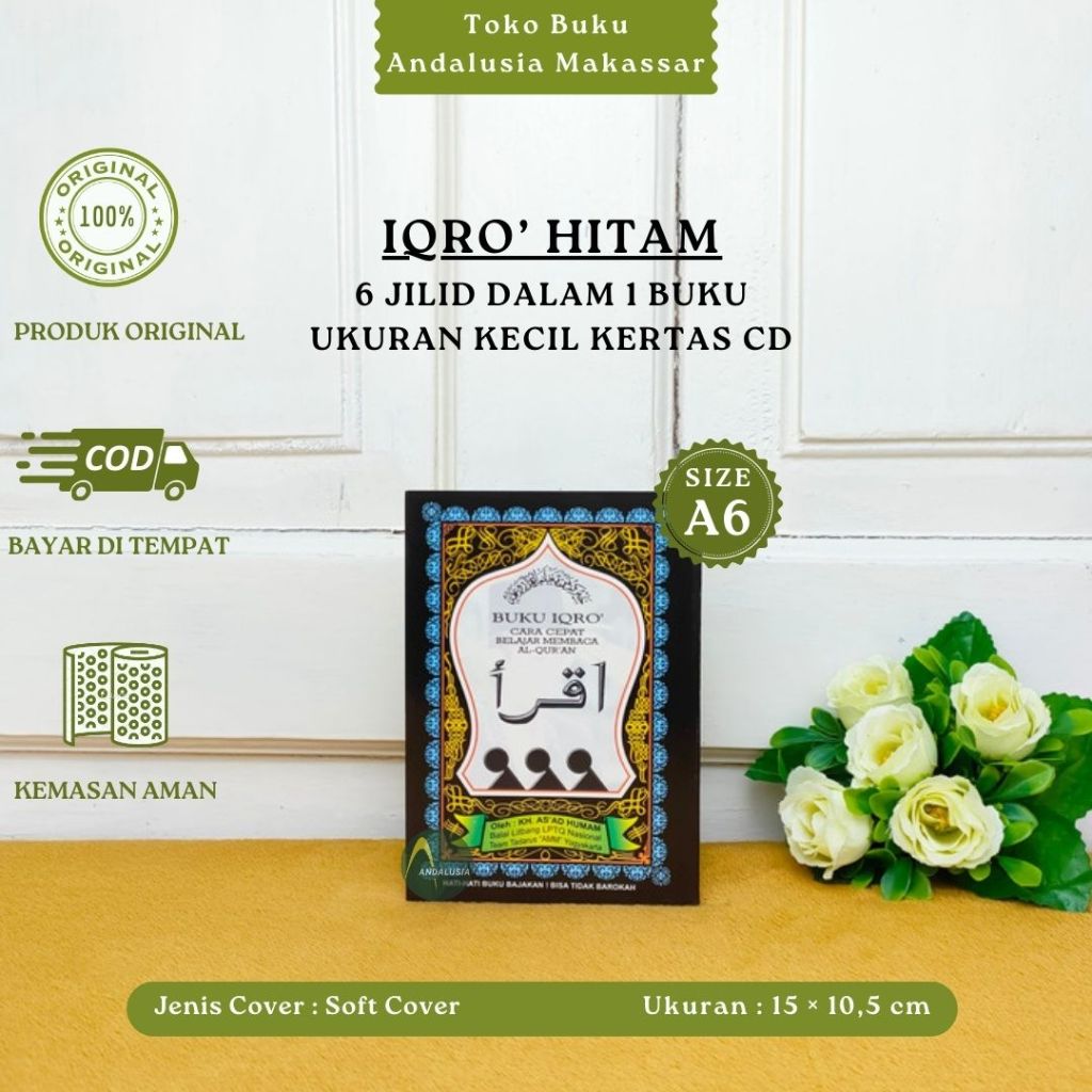 Buku Iqro Hitam Kecil A6 Kertas CD - Iqra 1 sampai 6