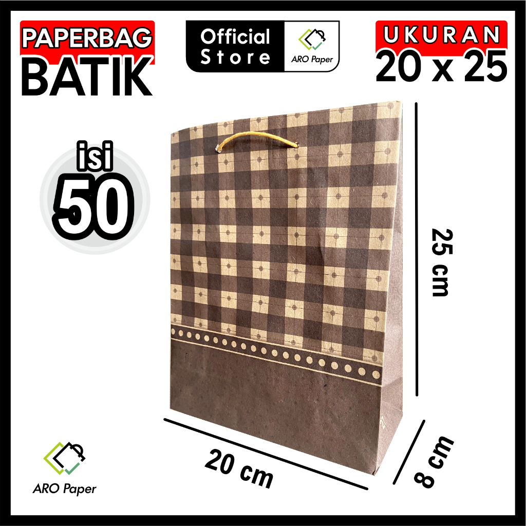 

Paper Bag Batik | Ukuran 20x8x25 cm (Isi 50 pcs)