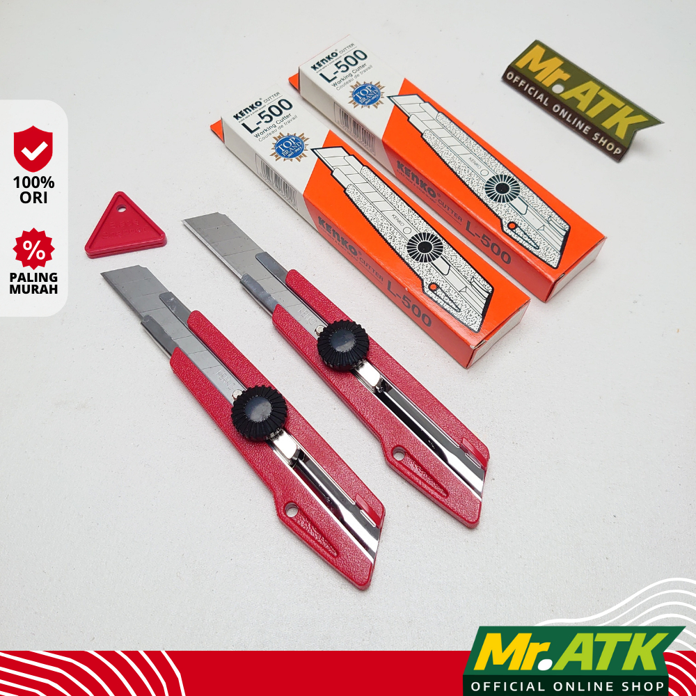 

CUTTER KENKO L500 UKURAN SEDANG/BEASR - PIMES PEMES PISAU PEMOTONG KERTAS KATER BESI REFILL