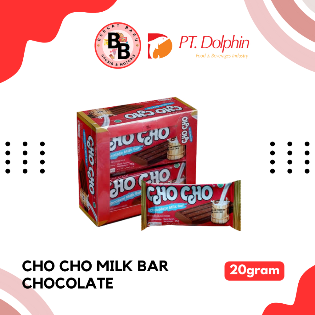 

[BB SNACK] CHO CHO MILK BAR CHOCOLATE 20GRAM HARGA PER BOX ISI 12 PCS