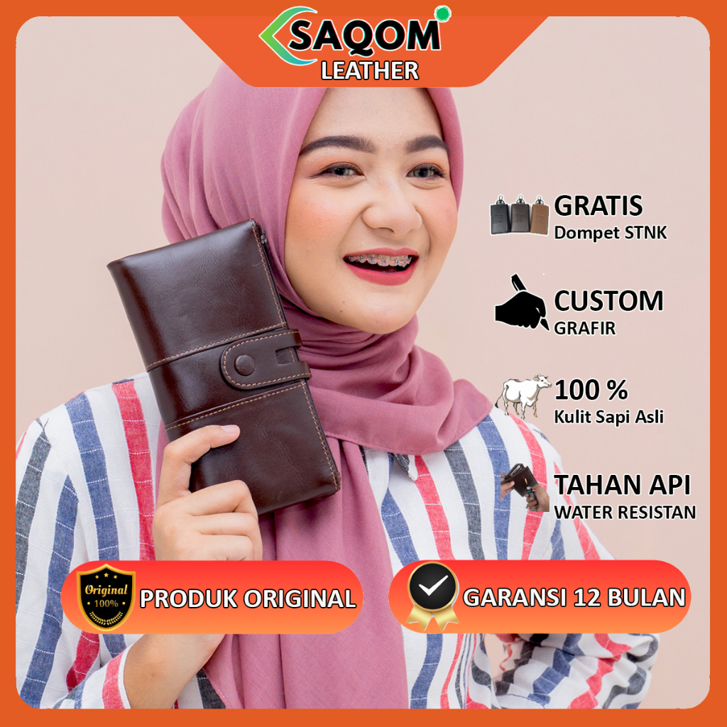 Dompet Panjang Kulit Wanita Branded Alona Geisha Leather Wallet 100% Kulit Sapi Asli Original Premiu