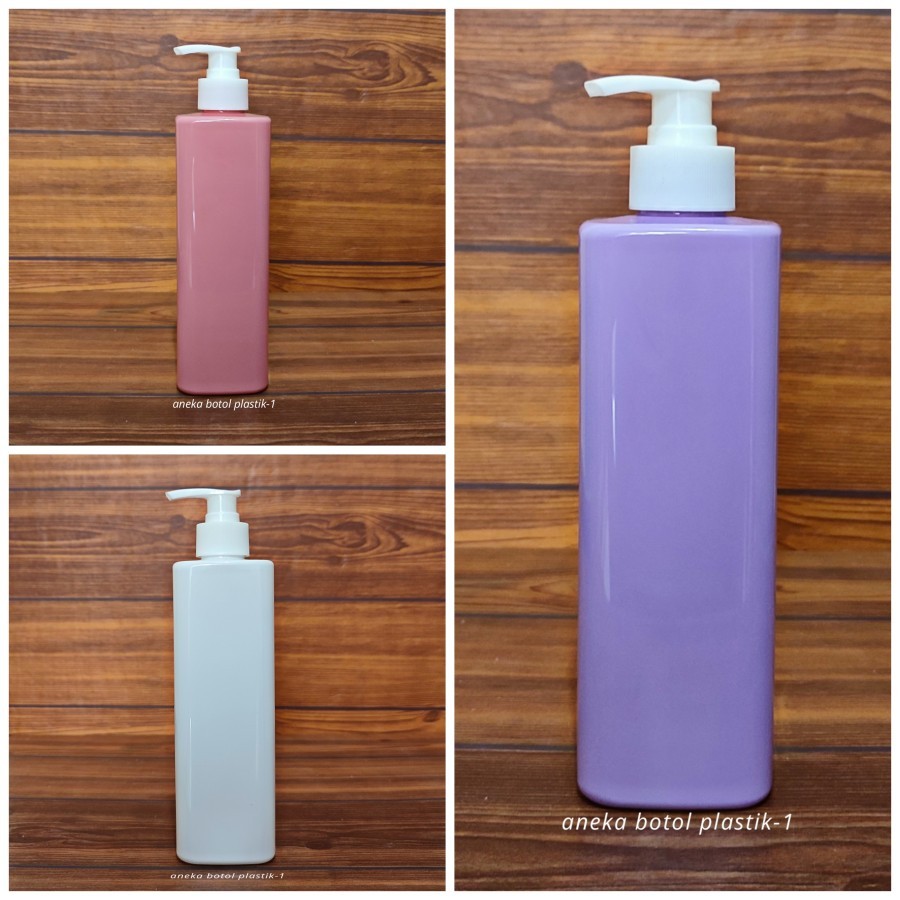 Botol Pump 500ml Pet Kotak / Botol Kemasan Sabun Cair 500ml / Botol Pet 500ml Kotak Pump Lotion Puti