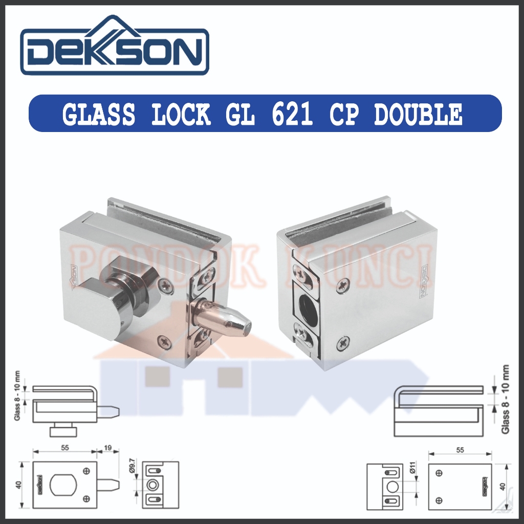 Kunci Pintu Kaca Kamar Mandi Dekson GL 621 CP Glass Lock Dekkson