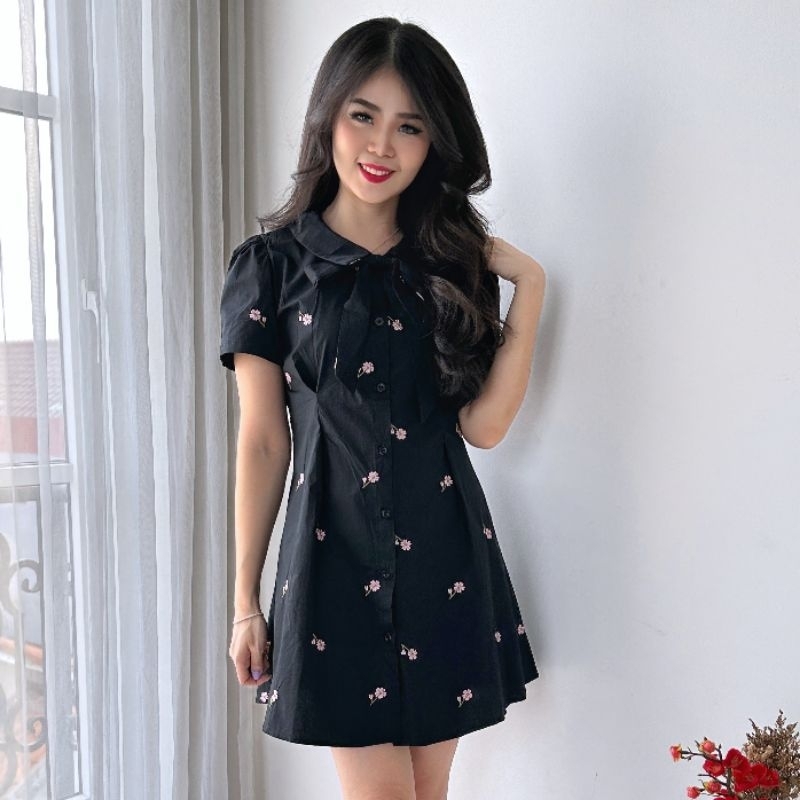 SACHIE DRESS | Floral Dress | Black Dress | Mini Dress | Korean Dress | Korean Clothing | Korean Sty