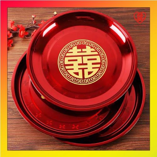 JW Nampan Baki Sangjit Teapai Bahan Seng / Talam Pernikahan Teapai Ukuran Besar 36cm SMB17