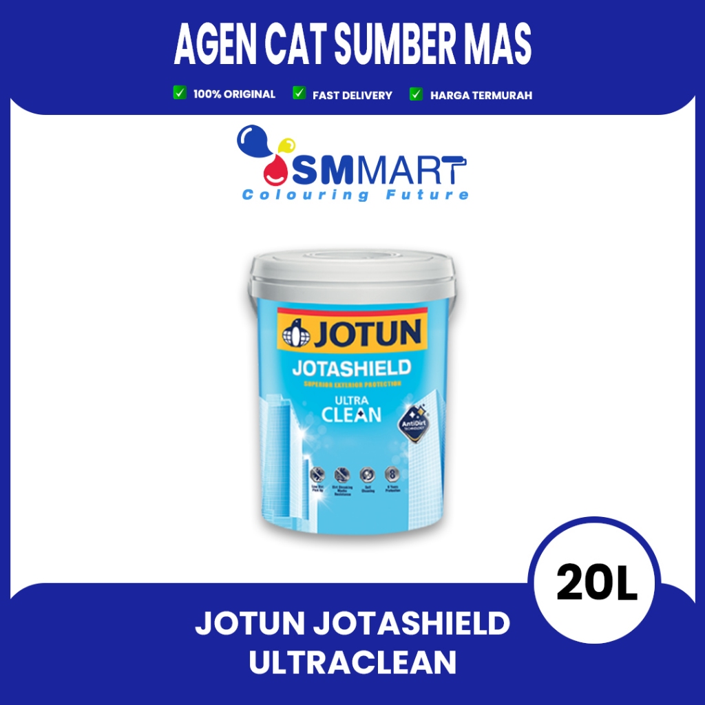 CAT TEMBOK EKSTERIOR JOTUN JOTASHIELD ULTRA CLEAN WARNA WHITE 20 LITER