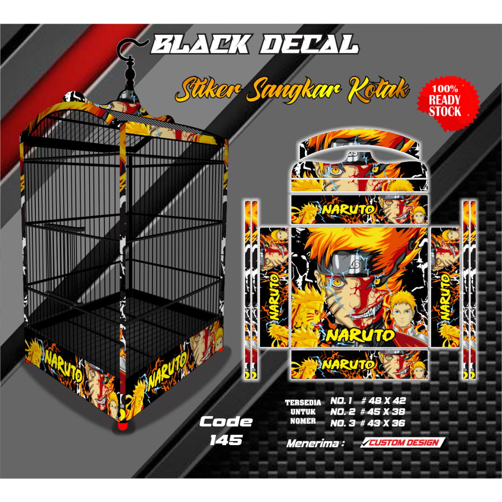 Sticker Decal Sangkar Kotak Ebod Jaya Motif Naruto No 1 2 3