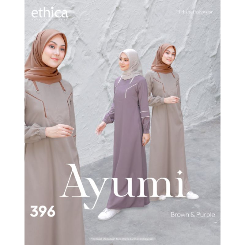 Ethica Ayumi 396 Brown Purple Dress Daily Remaja Dewasa