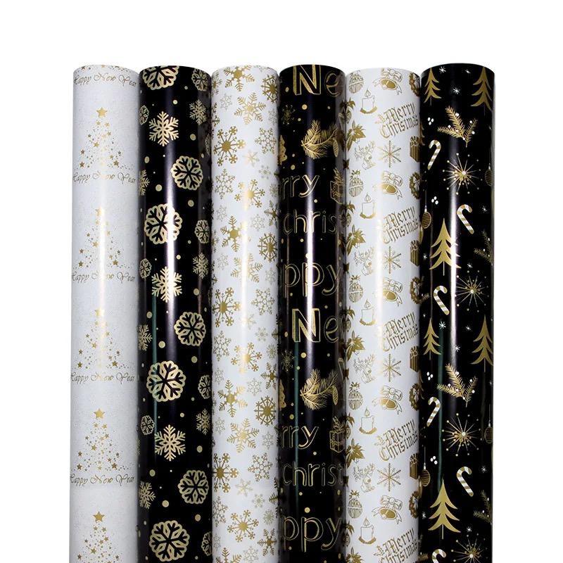 

CHRISTMAS WRAPPING BLACK & WHITE GOLD KERTAS KADO NATAL GIFT XMAS NEW YEAR CRAFT KERTAS PEMBUNGKUS HADIAH NATAL HAMPERS CHRISTMAS FLOWER WRAPPING HITAM PUTIH MOTIF NATAL