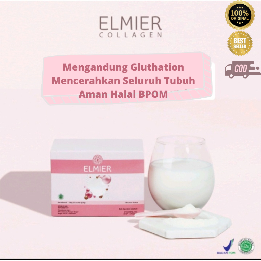 

Elmier Collagen Minuman Kolagen Anti Aging No Sugar Premium Drink Grade Perawatan Kecantikan Pemutih Badan BPOM Halal