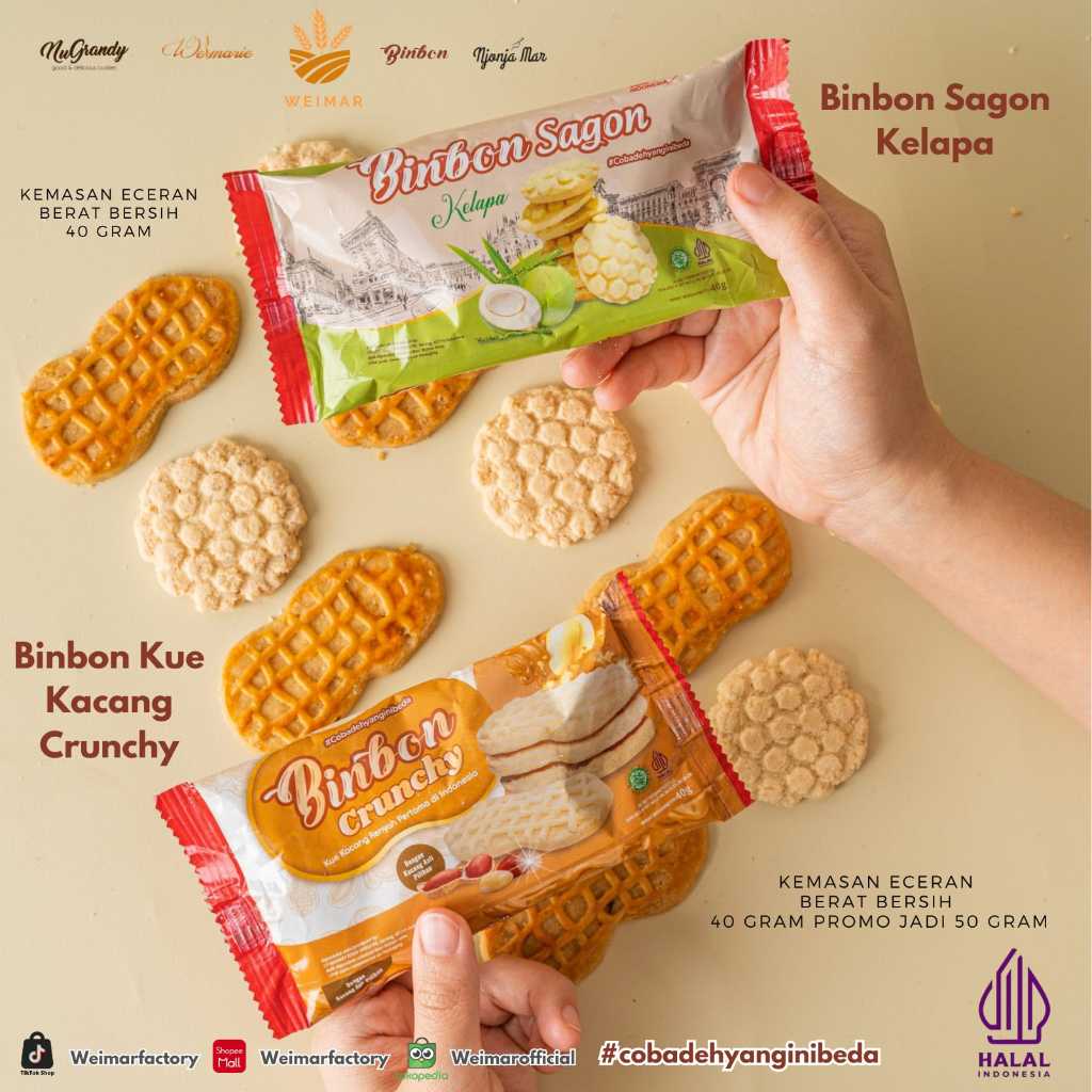 

BINBON NEW KEMASAN ECERAN PERBOX@10Pack/Binbon Crunchy/Binbon Sagon Kelapa