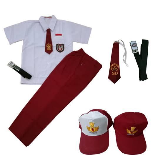 SETELAN SUPER LENGKAP SERAGAM SEKOLAH SD (PENDEK/PANJANG) COWOK Kelas 1 - 6
