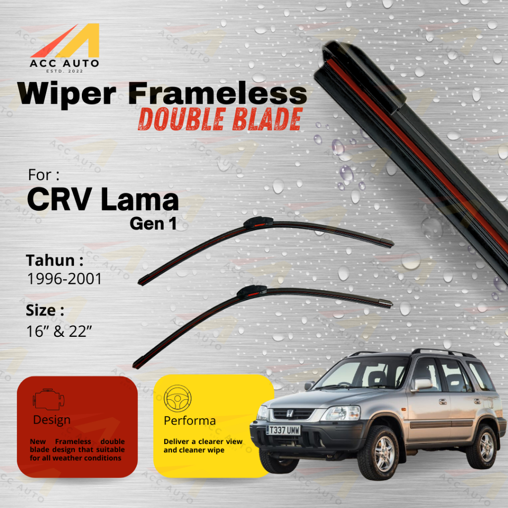 Wiper Frameless Double Blade Mobil Crv Gen 1 KaretKaca Silicon OEM