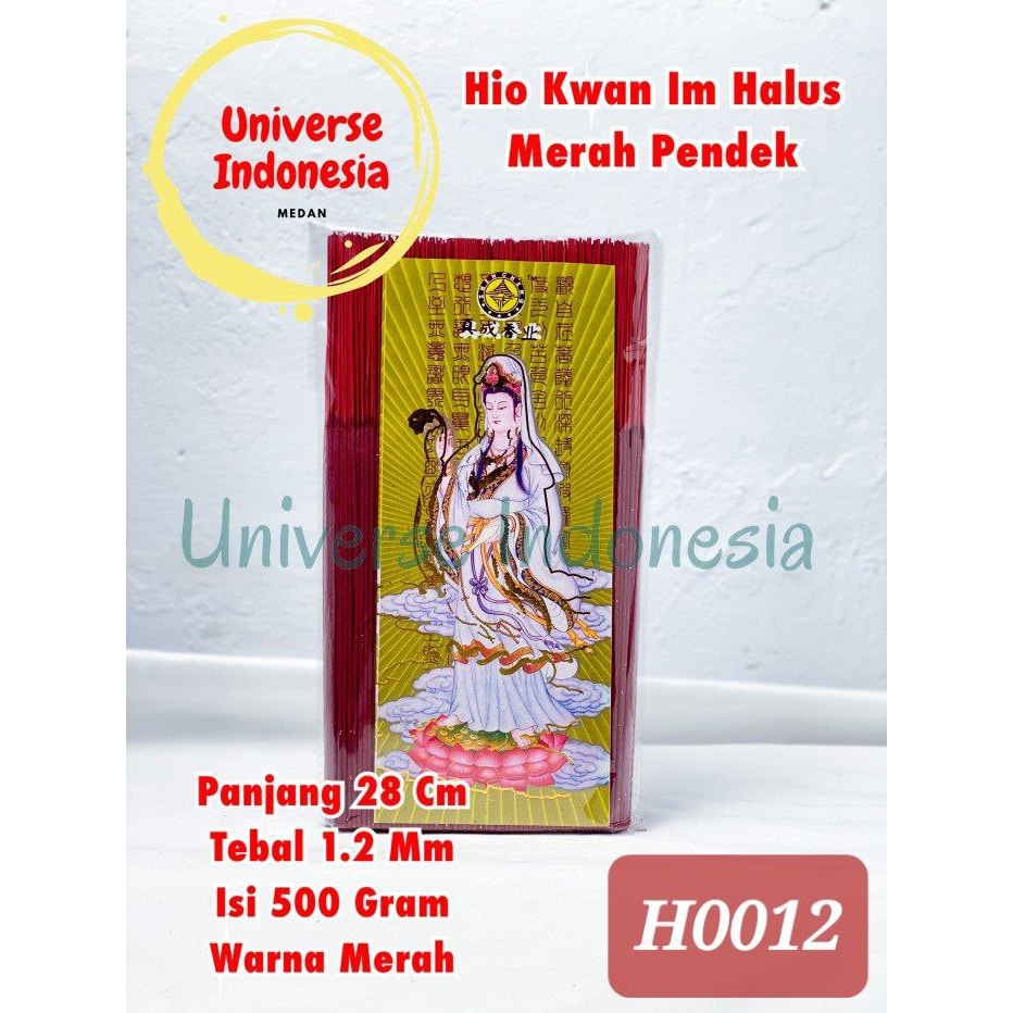 Hio Dupa Kwan Im Halus Merah Pendek  Panjang 28 Cm Tebal 1.2 Mm Isi 500 Gram  Warna Merah Dupa Harum