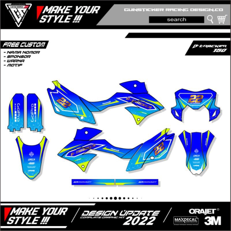 decal custom dtracker striping full body dtracker gradasi biru