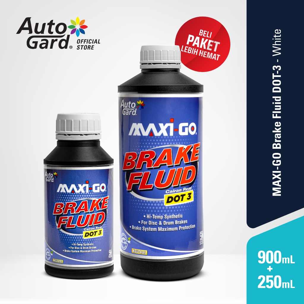 AutoGard - [BUNDLE] MAXI-GO Brake Fluid DOT-3 Putih 900mL + 250mL Cairan Minyak Rem Dot 3 Cairan Min