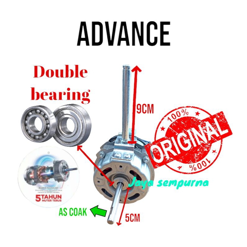 DINAMO KIPAS ANGIN DOUBLE BEARING ADVANCE TDS 18 INCH