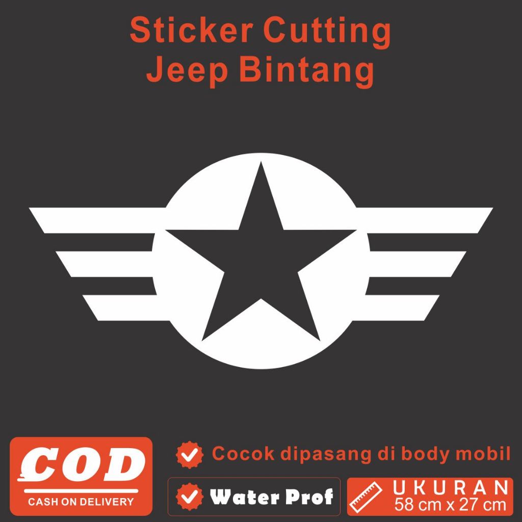 Sticker Bintang Jeep, Sticker Jeep, Sticker Pintu Mobil, Sticker Cutting Jeep Bintang