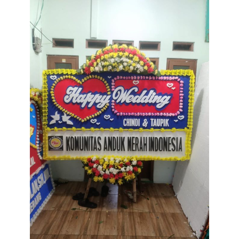 karangan bunga papan Happy wedding, serang Banten