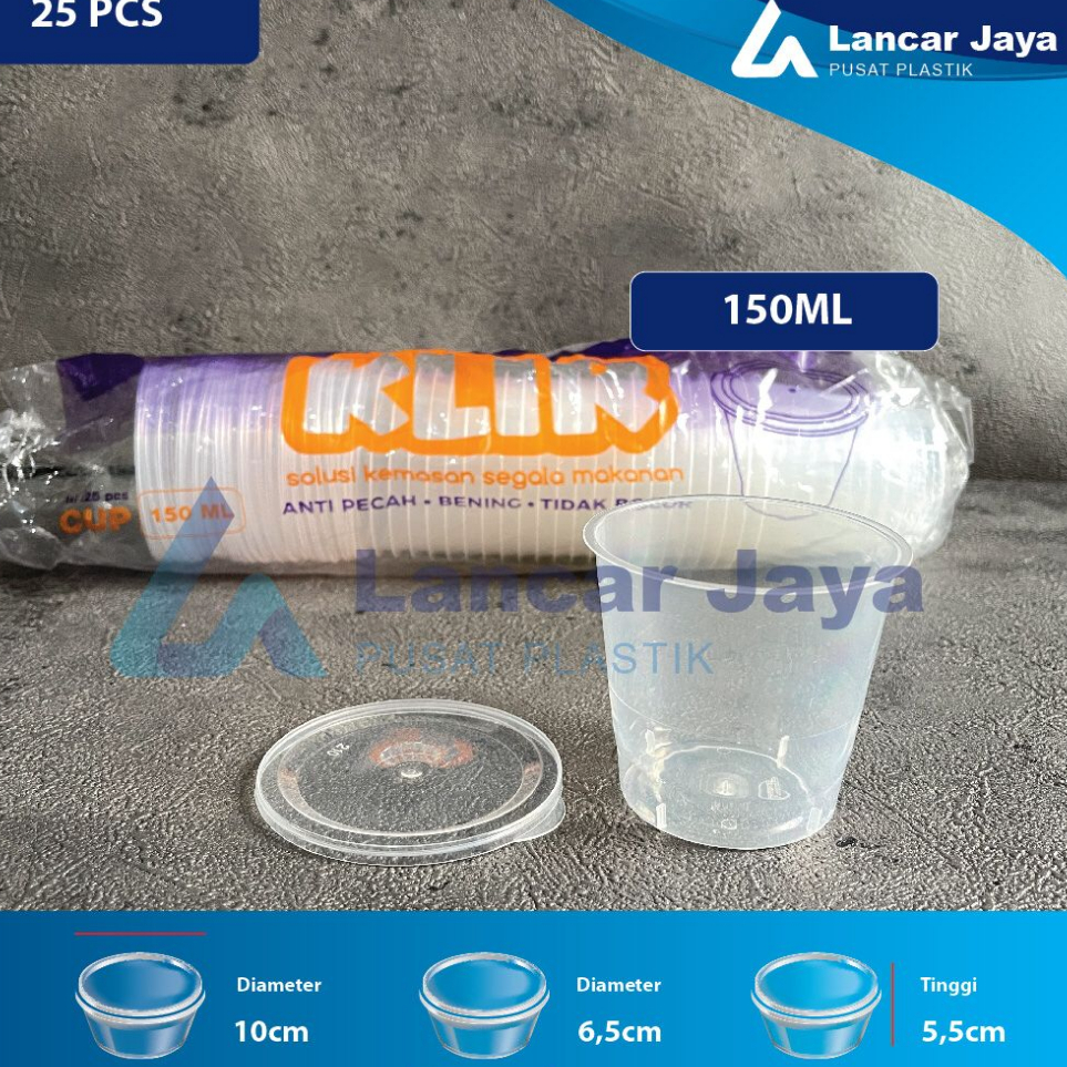 

Ready Stok Thinwall KLIR Sauce cup / Puding Cup 150 ml - ANTI PECAH - Isi 25 pcs